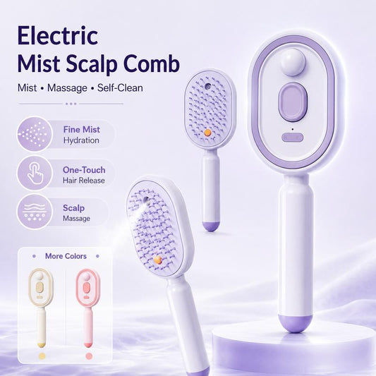 💖LAST DAY SALE ONLY ￡14.99!!💖ProGlide™🇬🇧 Scalp Massager Comb 💆‍♀️ – Self-Cleaning 🧼, Tangle-Free ✂️ & Frizz-Control Hair Brush with Soothing Mist Spray 💨✨ | Perfect for Dry, Brittle Hair 💧🌟