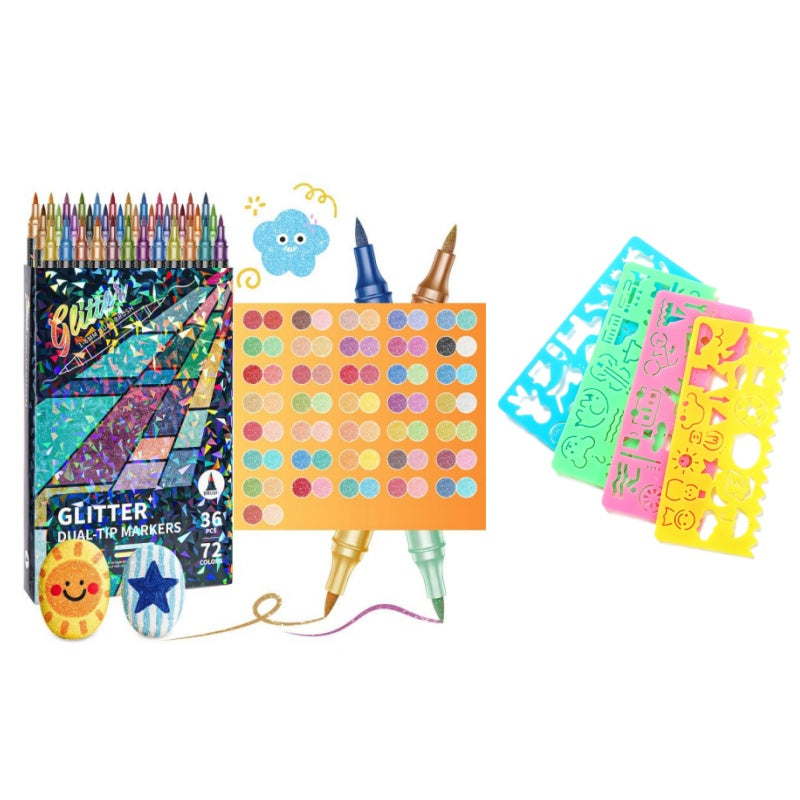 🎨Glitter Effect Brush Markers🥇✨: Create Sparkling Art Smoothly 🥳(🌈24-96 Colors | Smooth No Clog | No Bleed Through📝)1