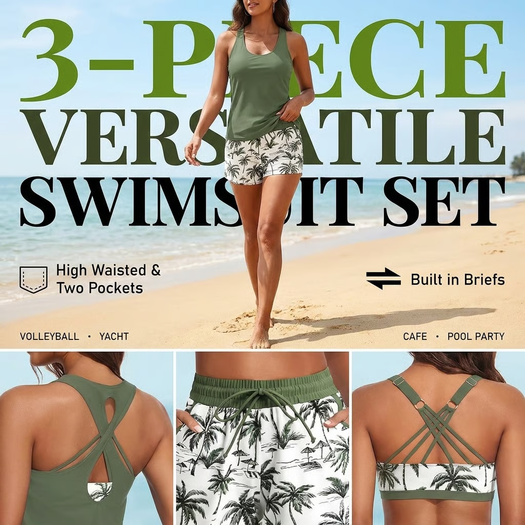 🏖️LAST DAY SALE 49% OFF with FREE GIFT🎁🔥Aqua Eve Modest Swim Set🩱Full-Coverage Tankini + Boyshorts with Pockets | Sun-Safe UPF 50+ ☀️🛡️ | Perfect for Beach Days 🌊🇬🇧