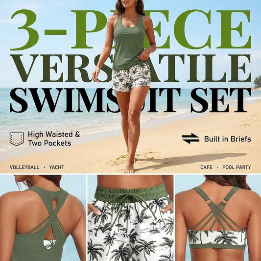 🏖️LAST DAY SALE 49% OFF with FREE GIFT🎁🔥Aqua Eve Modest Swim Set🩱Full-Coverage Tankini + Boyshorts with Pockets | Sun-Safe UPF 50+ ☀️🛡️ | Perfect for Beach Days 🌊🇬🇧