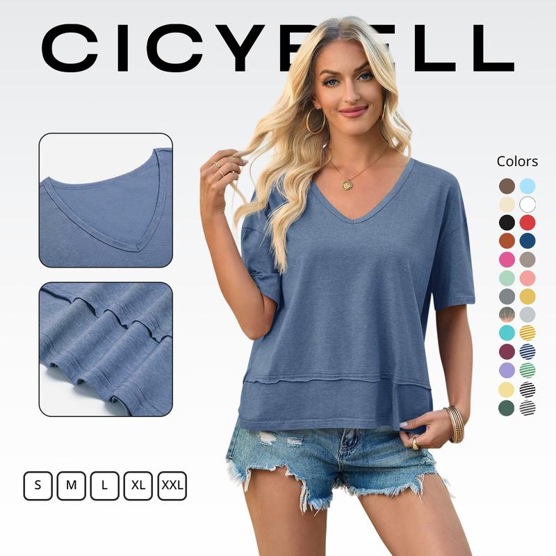 🏖️Summer Cool Deal: ONLY ￡12.99!💃Women's Half Sleeve V-Neck Top with Patchwork Hem