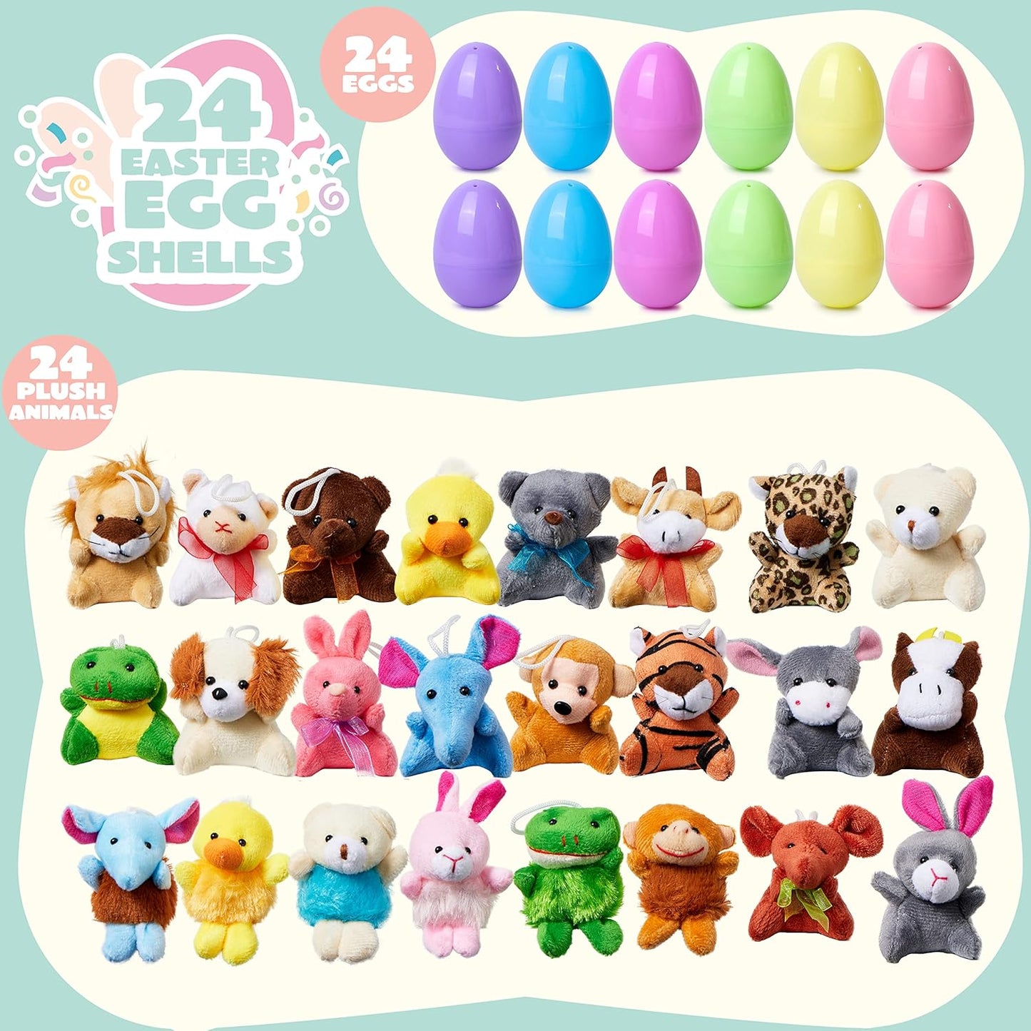 🔥HOT SALE 49% OFF-12/24/36 Pcs Prefilled Easter Eggs, Filled with Plush Animal Toys