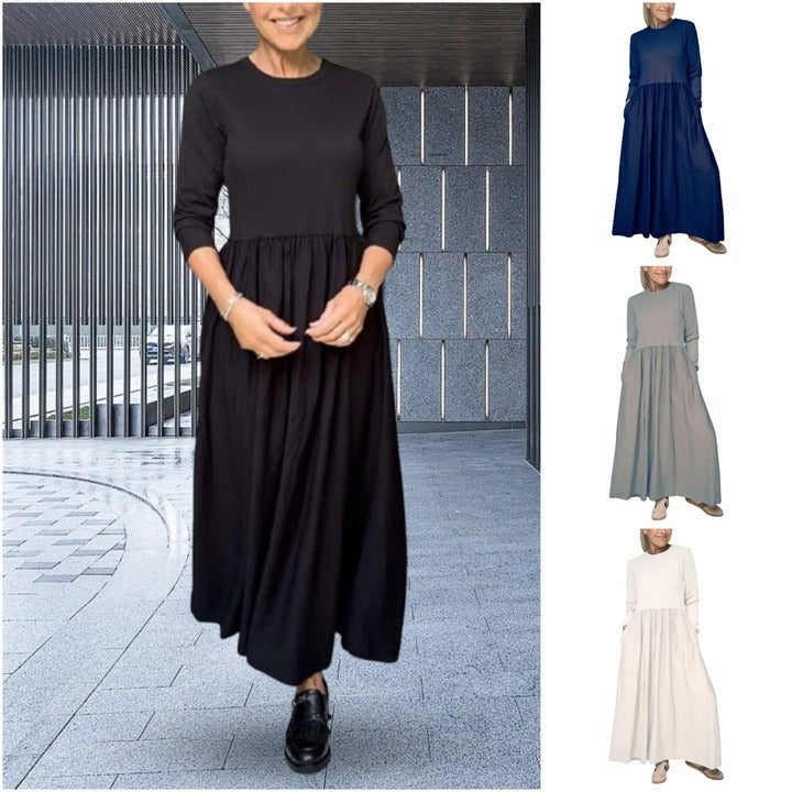 🎉🔥Biggest Sale -60% OFF🔥Flowy Knit Midi Dress with Full Sleeves