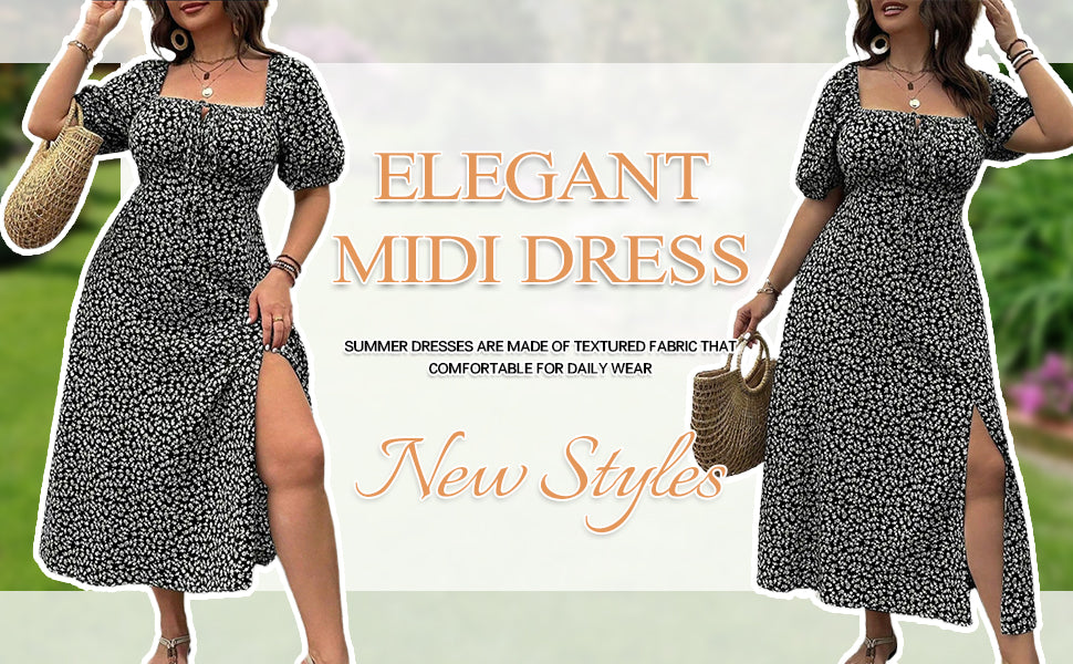 💃Summer Hot Sale-49% OFF💗Plus Size Split Floral Print Boho Maxi Dress