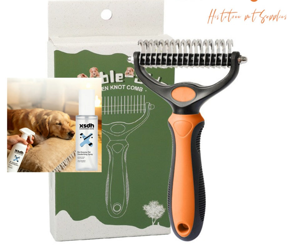 ⏳LAST DAY: Buy 2 Get 1 FREE! 🎉 #1 in UK Pet Grooming 2026 🏆Professional Double-Sided Deshedding Brush for Dogs & Cats – Reduces Shedding by 90%💪