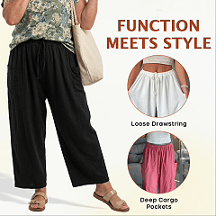 🌞Summer Hot Sale 49% OFF -👖Women's Linen Wide Leg Pants with Pockets