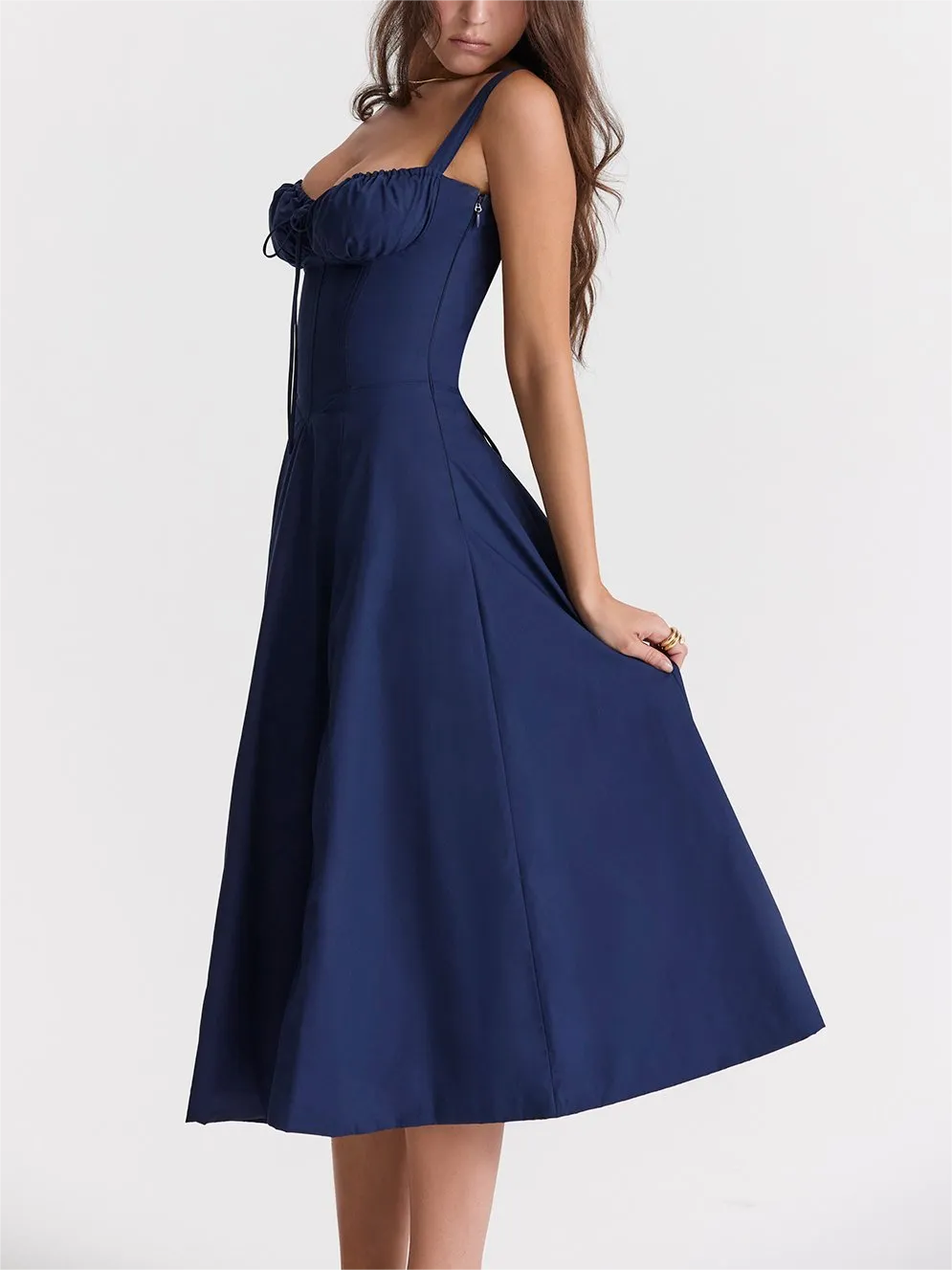 💕HOT SALE 49% OFF💕Frenchy Style All Over Print Ruched Women Lace Up Dress🌸