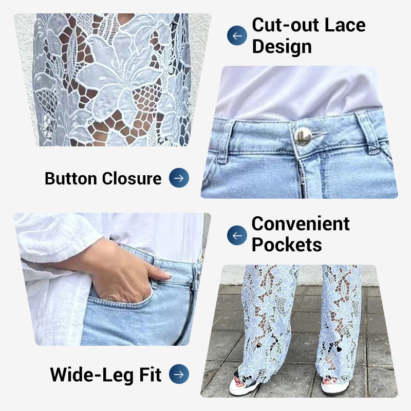 🌸Black Friday HOT SALE 50% Off🌸High Waisted Lace Splicing Jeans