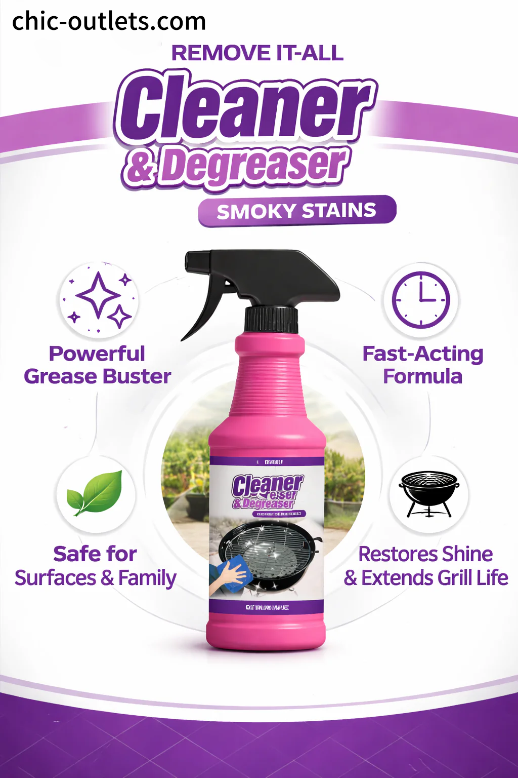 ⏳LAST DAY SALE BUY 2 GET 1 FREE!!🌟Fast-Acting Heavy-Duty Grill Degreaser Spray🔥