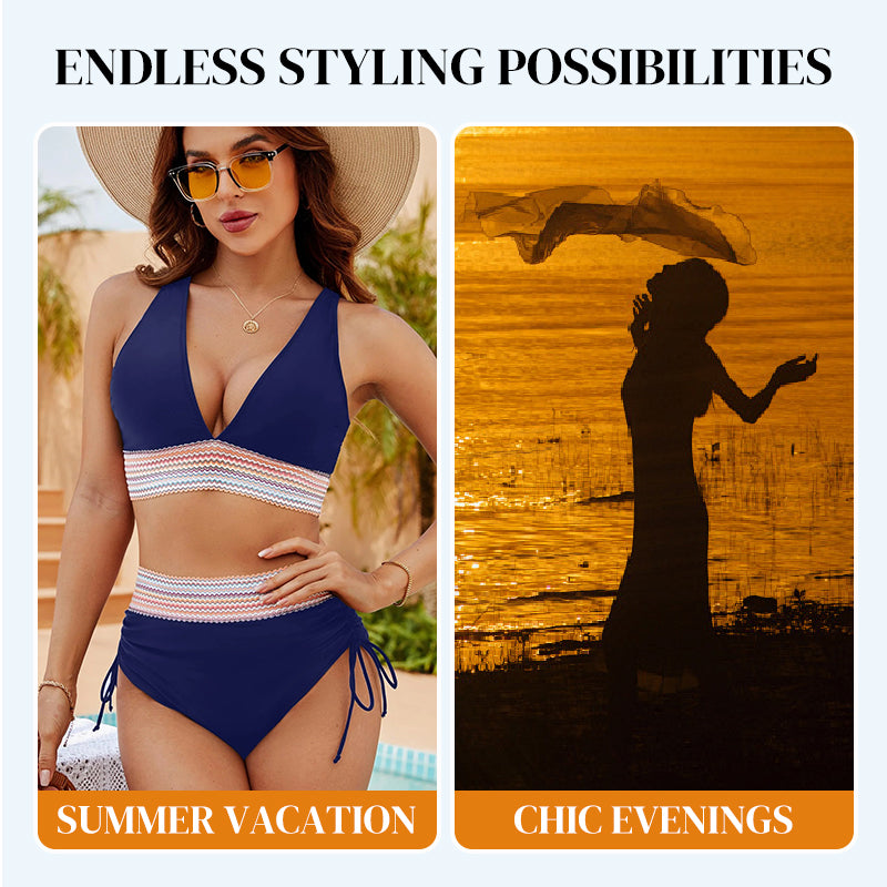 👙2026 New Type 49% OFF💥👙High Waisted Tummy Control Color Block Bikini Sets3