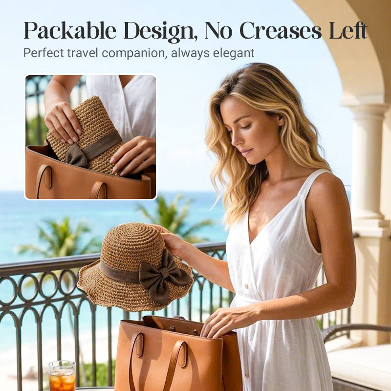 👒LAST DAY SALE ONLY ￡9.99!🌞Elegant Woven Straw Sun Hat with Bow
