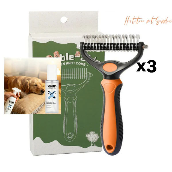 ⏳LAST DAY: Buy 2 Get 1 FREE! 🎉 #1 in UK Pet Grooming 2026 🏆Professional Double-Sided Deshedding Brush for Dogs & Cats – Reduces Shedding by 90%💪