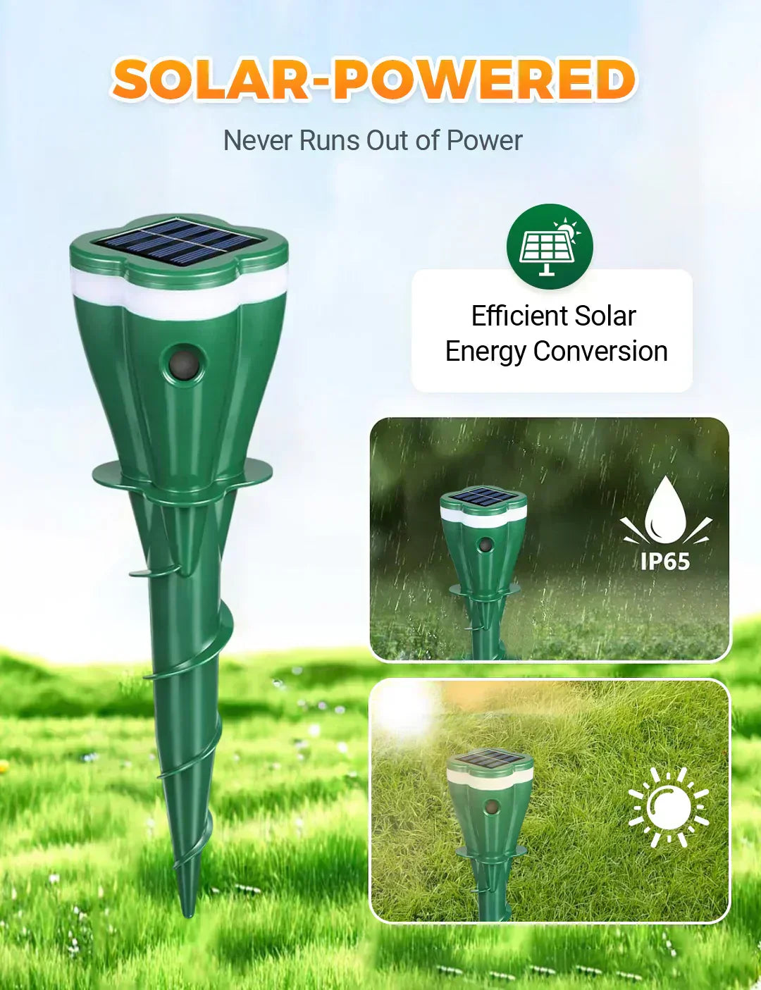 🥳2026 HOT SALE💞50K+ SOLD!🔥 Solar Powered Waterproof Screw Mole Repellent