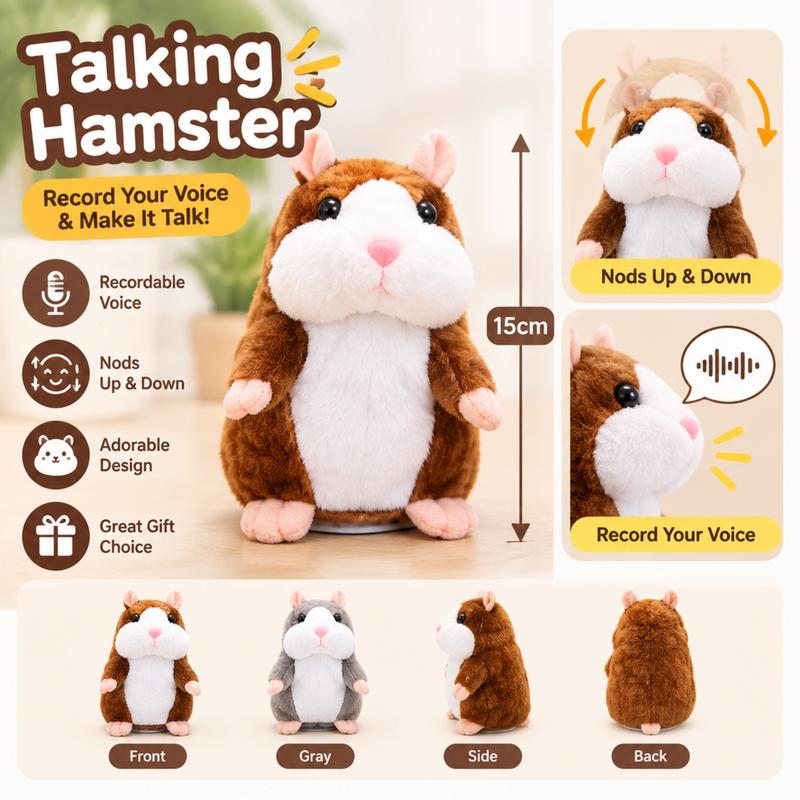 🐹 Last Day Special Price £8.99! ✨Talking Hamster Plush – repeats whatever you say, auto head-shaking, hilarious fun for kids & adults.🎁