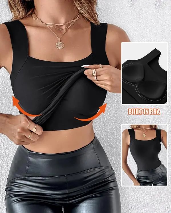 🌸Spring Specials💐Women’s U Neck Thermal Tank Tops with Built-In Bra