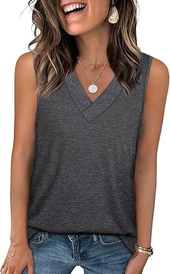 🎁Summer Promotion 50% OFF✨Women's Sleeveless V-Neck Slimming Loose Fit Casual Tank Top
