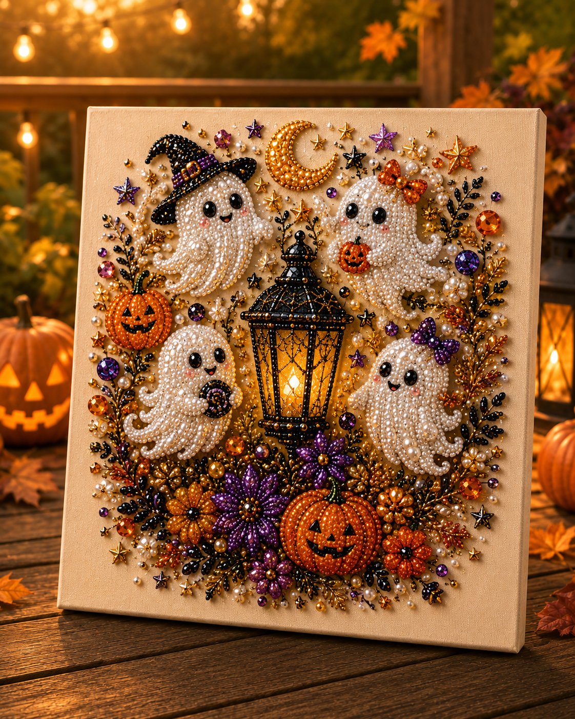 🔥LAST DAY SALE ONLY ￡11.99!!  👻✨ Halloween Pearl Art DIY Kit – Turn Tiny Pearls into Spooky-Cute Magic