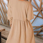 🌷Summer Hot Sale 60% Off💕Round Neck Short Sleeve Smocked Tunic Dress with 3/4 Sleeves
