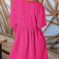 🌷Summer Hot Sale 60% Off💕Round Neck Short Sleeve Smocked Tunic Dress with 3/4 Sleeves