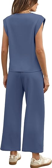 💕 Hot Sale 50% OFF🔥2025 New Women's  Cap Sleeve Top & Wide-Leg Pants 2-Piece Set