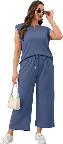 💕 Hot Sale 50% OFF🔥2025 New Women's  Cap Sleeve Top & Wide-Leg Pants 2-Piece Set