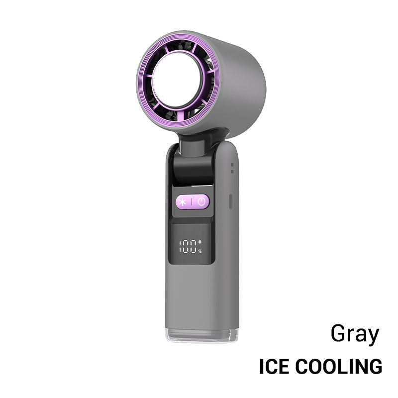 ❄️ 3 in 1 Mini Handheld Cooling Fan - 199 Speed Wind Power & Ice Cooling Function