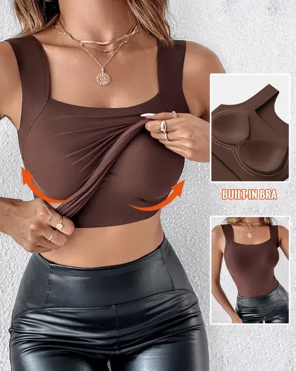 🌸Spring Specials💐Women’s U Neck Thermal Tank Tops with Built-In Bra
