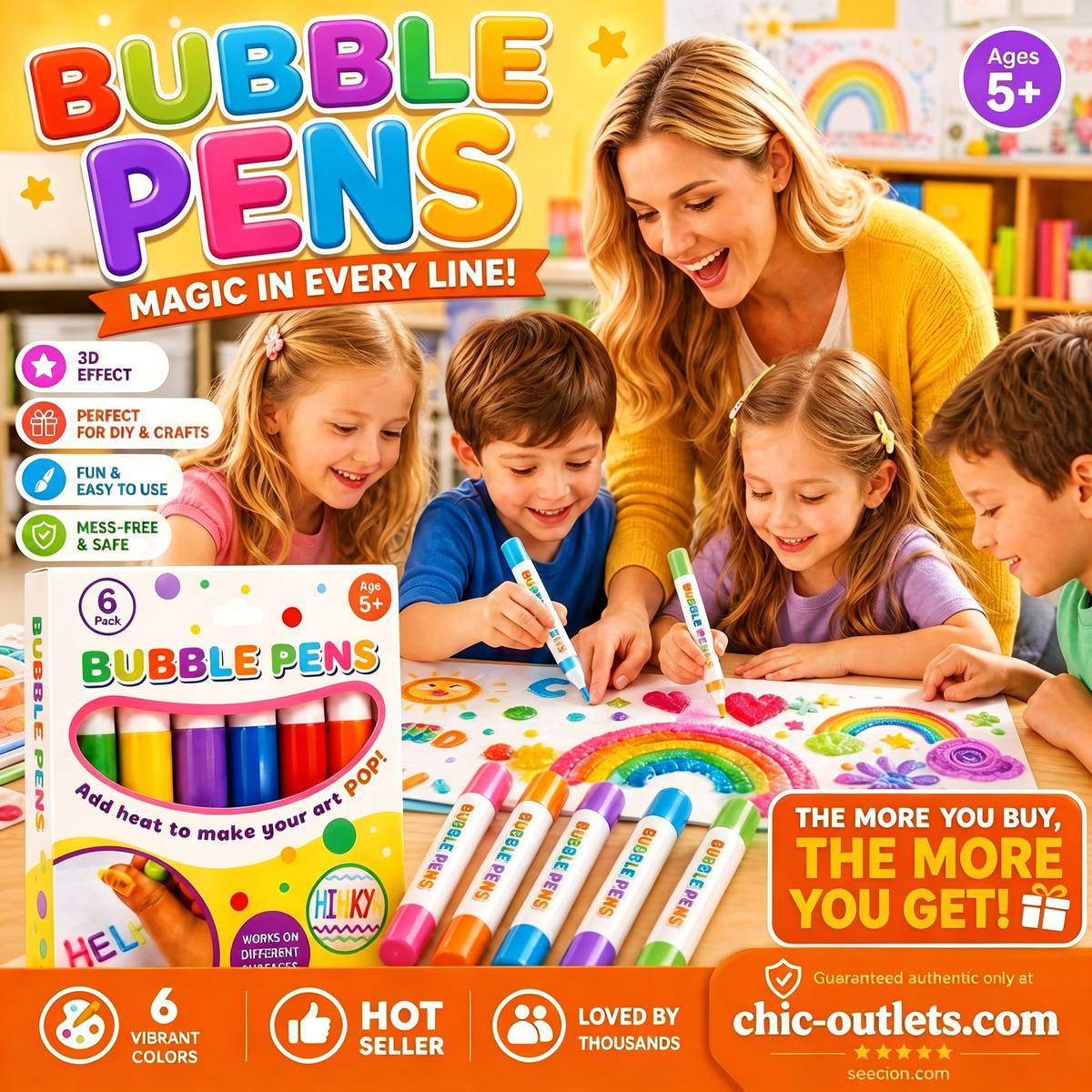 💥LAST DAY BUY 1 GET 1 FREE!!🎁🔮Magic Pen – Draw 3D with one stroke!🎄 DIY Bubble Popcorn Drawing Pens 🔥