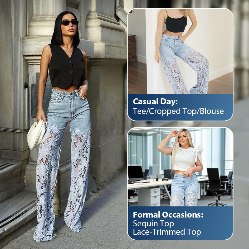 🌸Black Friday HOT SALE 50% Off🌸High Waisted Lace Splicing Jeans