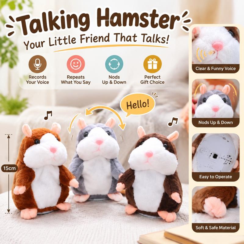 🐹 Last Day Special Price £8.99! ✨Talking Hamster Plush – repeats whatever you say, auto head-shaking, hilarious fun for kids & adults.🎁