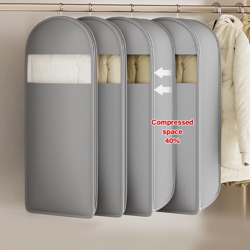🔥2025  Space Saving Hanging Garment Bag with Self Compression Zipper