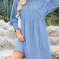 🌷Summer Hot Sale 60% Off💕Round Neck Short Sleeve Smocked Tunic Dress with 3/4 Sleeves