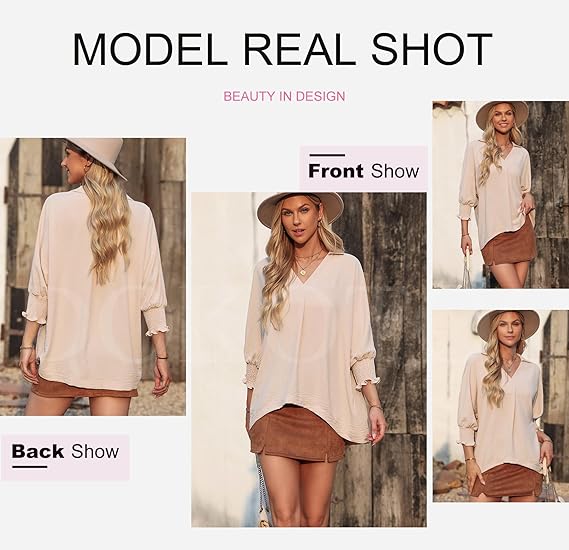 🔥2025 New Type - 50% OFF🌺V-Neck Casual 3/4 Sleeve Loose Shirt