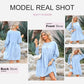 🌷Summer Hot Sale 60% Off💕Round Neck Short Sleeve Smocked Tunic Dress with 3/4 Sleeves