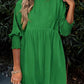🌷Summer Hot Sale 60% Off💕Round Neck Short Sleeve Smocked Tunic Dress with 3/4 Sleeves