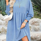 🌷Summer Hot Sale 60% Off💕Round Neck Short Sleeve Smocked Tunic Dress with 3/4 Sleeves