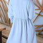 🌷Summer Hot Sale 60% Off💕Round Neck Short Sleeve Smocked Tunic Dress with 3/4 Sleeves