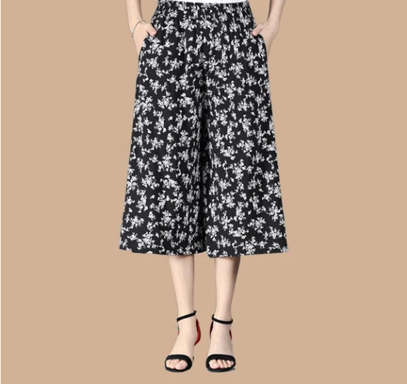 💕HOT SALE 70% OFF🌷💕 Women's High Elastic Waist Pleated Chiffon Wide Leg Culottes
