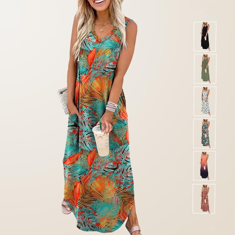 💖LAST DAY SPECIAL PRICE: ￡13.99!!💖Summer Dresses Maxi Dress Vacation Beach Sundresses with Pockets