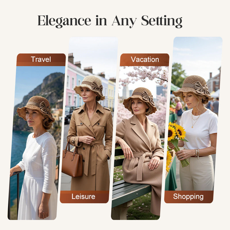 👒LAST DAY SALE ONLY ￡9.99!🌞Elegant Woven Straw Sun Hat with Bow