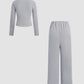 🌈2025 Autumn Hot Sale 49%OFF 🌈 Slim-Fit Long-Sleeve Button-Up Top & Wide-Leg Pants 2-Piece Set