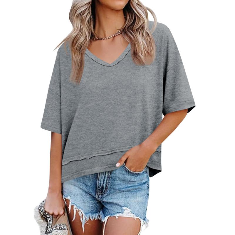 🏖️Summer Cool Deal: ONLY ￡12.99!💃Women's Half Sleeve V-Neck Top with Patchwork Hem