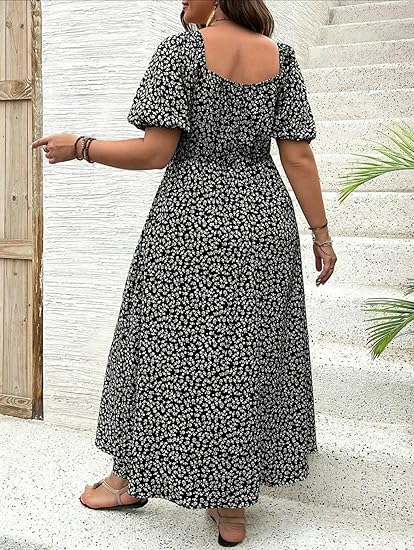 💃Summer Hot Sale-49% OFF💗Plus Size Split Floral Print Boho Maxi Dress