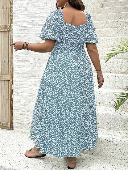 💃Summer Hot Sale-49% OFF💗Plus Size Split Floral Print Boho Maxi Dress