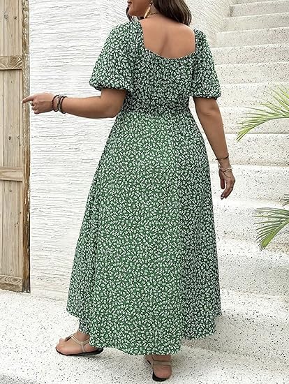 💃Summer Hot Sale-49% OFF💗Plus Size Split Floral Print Boho Maxi Dress