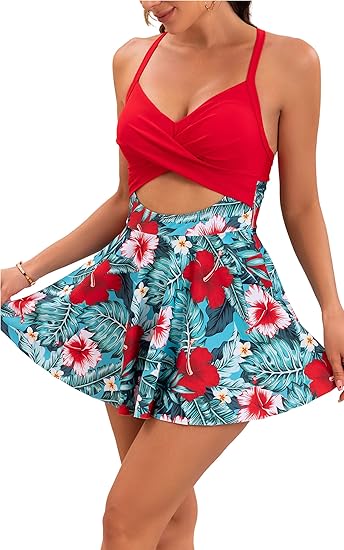 💥Last Day Special Sale 49% OFF🩱Women's Cutout One Piece Skirt Swimsuit