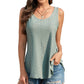 🎁Womens Tank Tops Sleeveless EyeletEmbroidery Scoop Neck Loose Fit Casual SummerFlowy