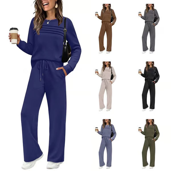 🥳2026 HOT SALE🥳💞50K+ SOLD!✨Women's Crew Neck Top & Drawstring Pants Set2