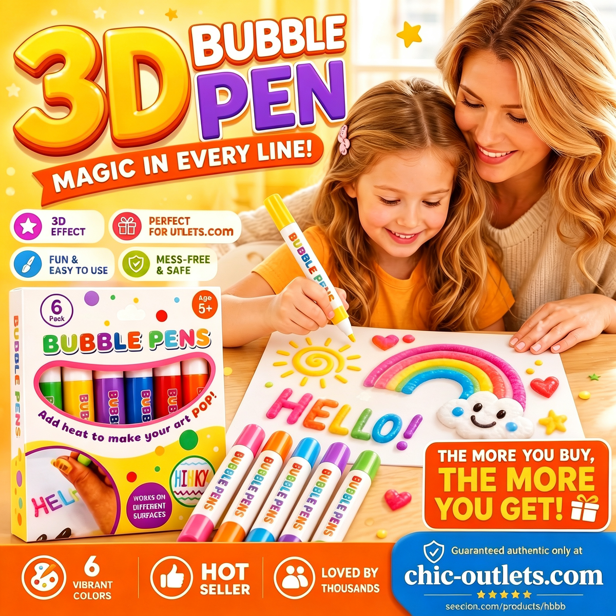 💥LAST DAY BUY 1 GET 1 FREE!!🎁🔮Magic Pen – Draw 3D with one stroke!🎄 DIY Bubble Popcorn Drawing Pens 🔥
