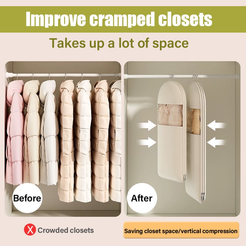 🔥2025  Space Saving Hanging Garment Bag with Self Compression Zipper